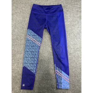 Athleta Leggings women's Blue w/ print Size XS Workout Athleisure Zip Pocket